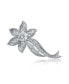 Sterling Silver Stylish White Cubic Zirconia Flower Pin