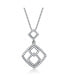 ფოტო #1 პროდუქტის Sterling Silver White Gold Plated and Cubic Zirconia Hollow Double Square Pendant