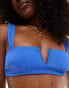 ASOS DESIGN Emily rib V-wire crop bikini top in cobalt Синий, 32 - фото #4