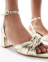 Фото #2 товара ASOS DESIGN Wide Fit Hansel knotted mid heeled sandals in gold