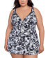 Фото #1 товара Plus Size Floral-Print Flyaway Swim Dress, Created for Macy's