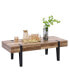 Фото #3 товара 21.69" Oak Finish Medium Density Fiberboard, Wood, Metal 2-Drawer Coffee Table