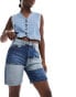 Threadbare patch work denim shorts in indigo wash