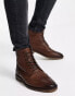 Фото #3 товара ASOS DESIGN brogue boots in tan leather with natural sole