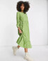 Фото #4 товара Glamorous long sleeve maxi smock dress in green white floral