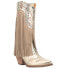Фото #3 товара Dingo Gypsy Studded Fringe Metallic Snip Toe Cowboy Womens Gold Casual Boots DI