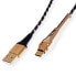 ROLINE 11.02.8920 - 1 m - USB A - USB C - USB 2.0 - 480 Mbit/s - Black - Gold