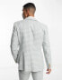 ASOS DESIGN skinny suit jacket in linen mix in gingham in blue