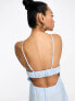 Фото #2 товара ASOS DESIGN washed halterneck midi dress with drape waist detail in light blue