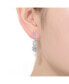 ფოტო #3 პროდუქტის Sterling Silver with Rhodium Plated Clear Pear and Round Cubic Zirconia Halo with Open Pear Drop Earrings