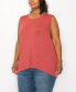 Фото #3 товара Plus Size Rayon Span Keyhole Button Back Tank Top