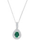 Macy's amethyst (5/8 ct. t.w.) & Lab-Grown White Sapphire (1/2 ct. t.w.) Teardrop Halo Birthstone Pendant Necklace in Sterling Silver, 16" + 2" extender (Also in Additional Birthstones)