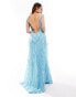 ASOS DESIGN ruffle maxi dress with scoop back in blue