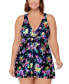 Фото #1 товара Plus Size Magnolia Floral-Print Swim Dress, Created for Macy's