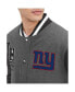 ფოტო #3 პროდუქტის Men's Heather Gray, Black New York Giants Gunner Full-Zip Varsity Jacket