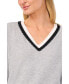 Фото #3 товара Women's Contrast Collar V-Neck Sweater