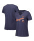 Фото #1 товара Women's Navy Virginia Cavaliers Script Over Logo Tri-Blend V-Neck T-Shirt