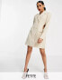 4th & Reckless Petite exclusive tailored blazer dress in beige