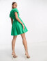 Фото #2 товара Nobody's Child Jewel puff sleeve mini dress in green