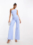 Фото #7 товара Vesper one shoulder wide leg jumpsuit in pale blue