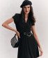 ფოტო #8 პროდუქტის Women's Belted Georgette Short-Sleeve Dress