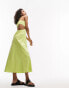 Topshop scallop edge midi dress in lime Зеленый, 42 - фото #3