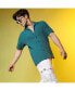 ფოტო #3 პროდუქტის Men's Teal Green Self-Design Creased Striped Shirt