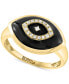 ფოტო #1 პროდუქტის EFFY® Onyx & Diamond (1/20 ct. t.w.) Evil Eye Statement Ring in 14k Gold