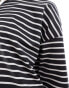 Фото #2 товара Vero Moda boxy long sleeve t-shirt in dark grey and white stripe