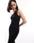 Фото #3 товара Threadbare Kylie one shoulder cut out detail ribbed midi dress in black