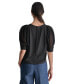 Women's Mixed-Media Chiffon Puff-Sleeve Top