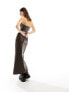 Фото #3 товара Stradivarius faux leather bandeau maxi dress in washed brown