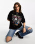 Фото #1 товара ASOS DESIGN oversized heavyweight t-shirt with side splits with rock band graphic in black