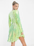 Фото #3 товара Collective the Label exclusive sequin wrap dress in iridescent lime