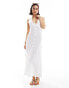 Фото #1 товара ASOS DESIGN halter midi dress with button front in white