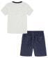 ფოტო #2 პროდუქტის Toddler Boys Short Sleeve Heather Logo T-shirt and Plaid Shorts, 2 Piece Set