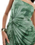 ASOS DESIGN bandeau maxi dress with twist mesh bodice in green floral Grün geblümt, 32 - фото #3