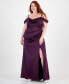 Фото #1 товара Trendy Plus Size Off-The-Shoulder Satin Gown