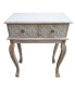Фото #5 товара 2 Drawer Mango Wood Console Table With Floral Carved Front, Brown And White