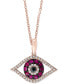 Фото #1 товара EFFY Collection eFFY® Ruby (1/4 ct. t.w.) & Diamond (1/8 ct. t.w.) 18" Evil Eye Pendant Necklace in 14k Rose Gold or 14k White Gold