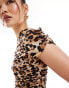 Simmi wide neck top co-ord in leopard