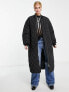 Edited maxi quilted bomber coat in black