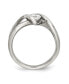 Stainless Steel Polished Twist with Round CZ Ring
