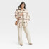 Women's Oversized Quilted Shacket - Universal Thread Cream Plaid L