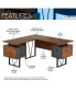 Фото #11 товара Reversible L-Shaped Computer Desk With Drawers And File Cabinet, Walnut