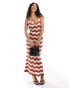 New Look chevron crochet maxi dress in brown