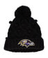 Фото #1 товара Big Girls Black Baltimore Ravens Toasty Cuffed Knit Hat with Pom