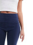 Stradivarius flare legging with fold over waist in navy