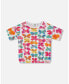 ფოტო #1 პროდუქტის Girl Elastic Waist Top White Printed Butterflies - Toddler|Child