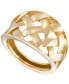 ფოტო #1 პროდუქტის Polished Basketweave Openwork Statement Ring in 10k Gold